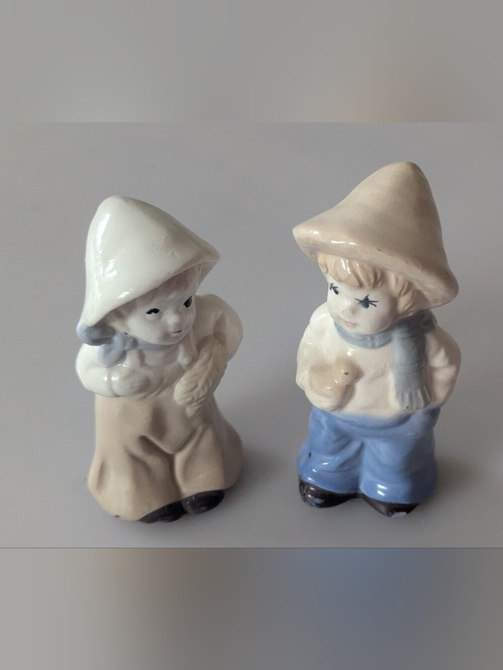 Vintage Porcelain Dutch Farm Boy & Girl Figurines. 3.5" and 3.75" Tall